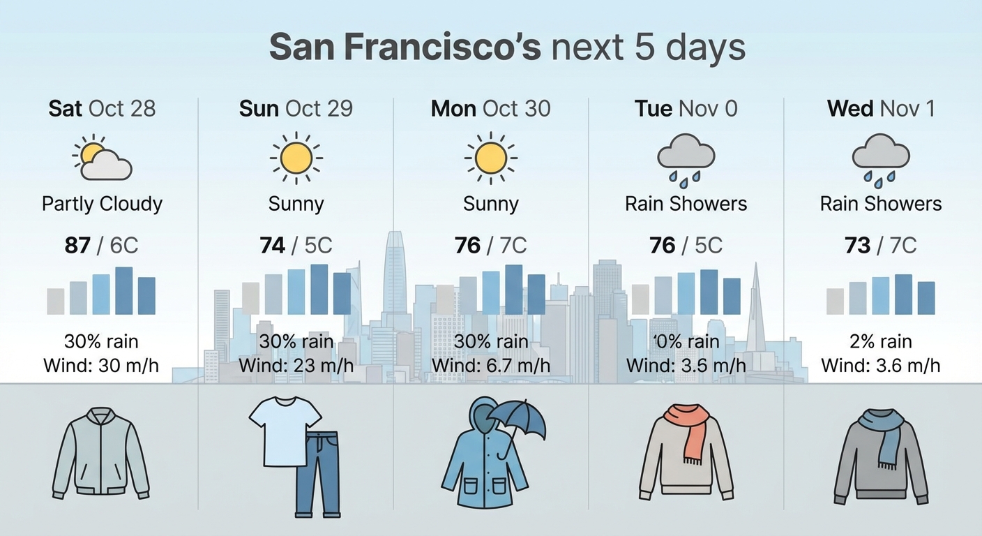 AI生成的旧金山五天天气图表